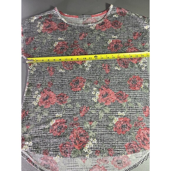 ABSOLUTELY FAMOUS Tunic Top Plaid Red Floral Stretch 3/4 Sleeve Blouse Womens XL - Picture 4 of 7